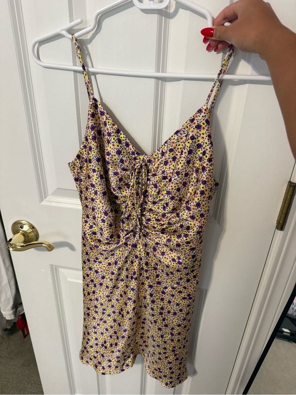 Zara Yellow Mini Dress with Purple Floral Print never worn